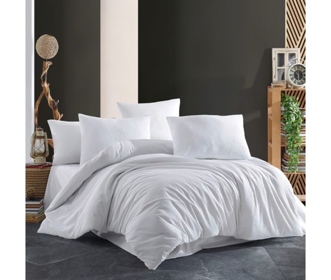Lenjerie pat creponata 100% bumbac - doua persoane horeca line