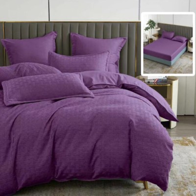 Lenjerie de pat natur uni stripe 6 piese cu husa (mov)