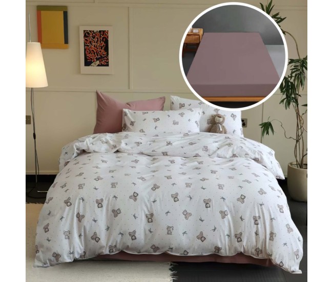 Lenjerie pat tricot bumbac 100 % cu husa-mia