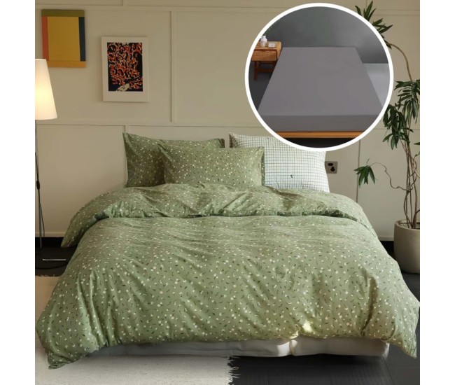 Lenjerie pat tricot bumbac 100 % cu husa-lumia