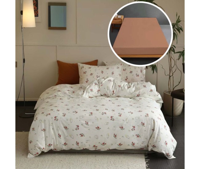 Lenjerie pat tricot bumbac 100 % cu husa-marv