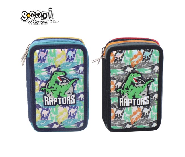 Penar 3 fermoare, RAPTORS, 19.5x12x6.5 cm - S-COOL Penar 3 fermoare, RAPTORS, 19.5x12x6.5 cm - S-COOL