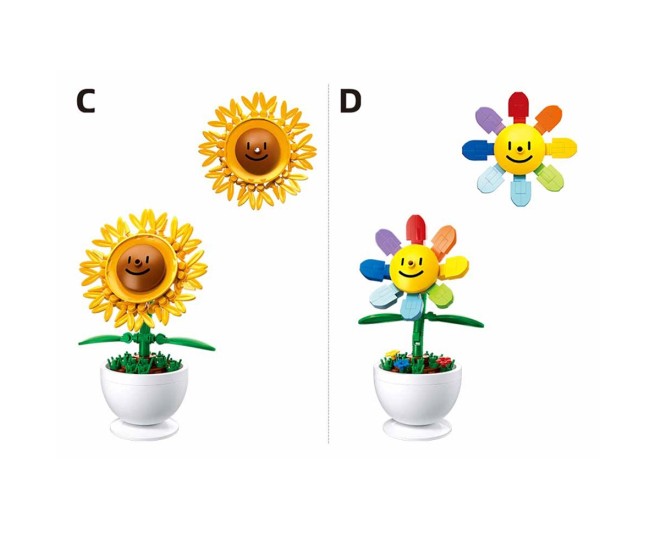 Set de constructie Flowers, 6 modele/display, Plante in ghiveci - Sluban Set de constructie Flowers, 6 modele/display, Plante in ghiveci - Sluban