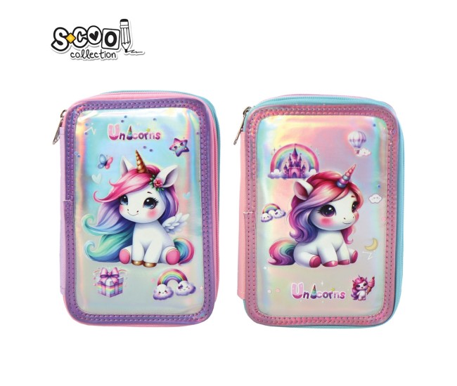 Penar 3 fermoare, FANCY UNICORN, 19.5x12x6.5 cm - S-COOL Penar 3 fermoare, FANCY UNICORN, 19.5x12x6.5 cm - S-COOL