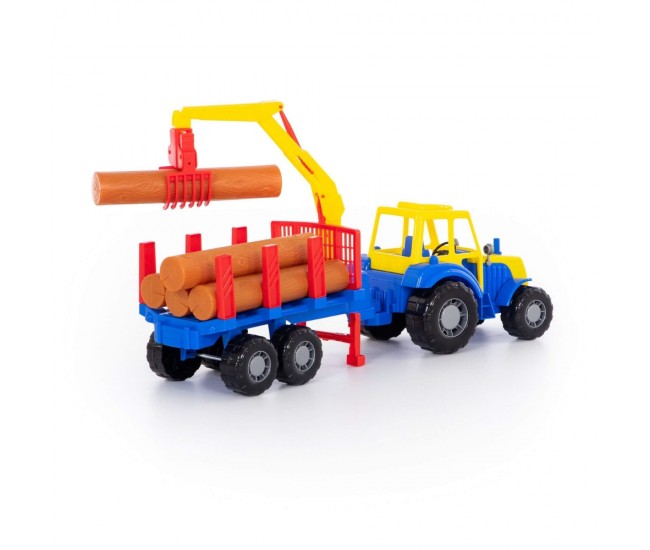 Tractor cu remorca + lemne - Altay, 61x17x25 cm, Polesie Tractor cu remorca + lemne - Altay, 61x17x25 cm, Polesie