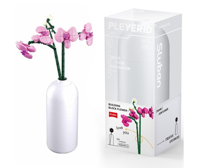 Set de Constructie Flowers, 261 piese, Orhidee - Sluban Set de Constructie Flowers, 261 piese, Orhidee - Sluban