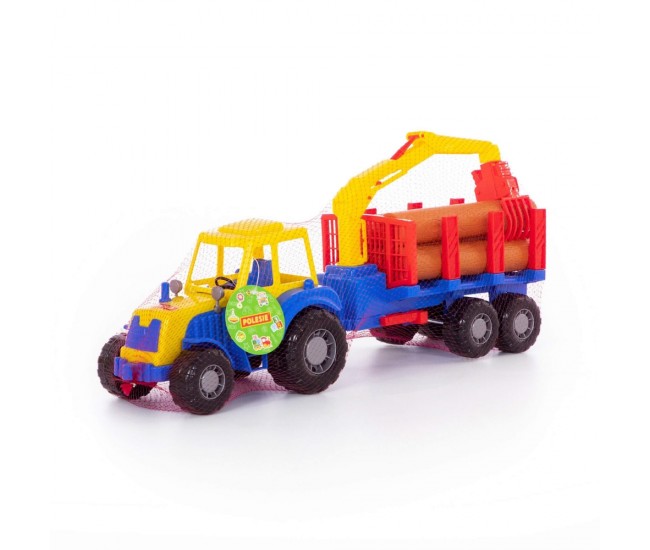 Tractor cu remorca + lemne - Altay, 61x17x25 cm, Polesie Tractor cu remorca + lemne - Altay, 61x17x25 cm, Polesie