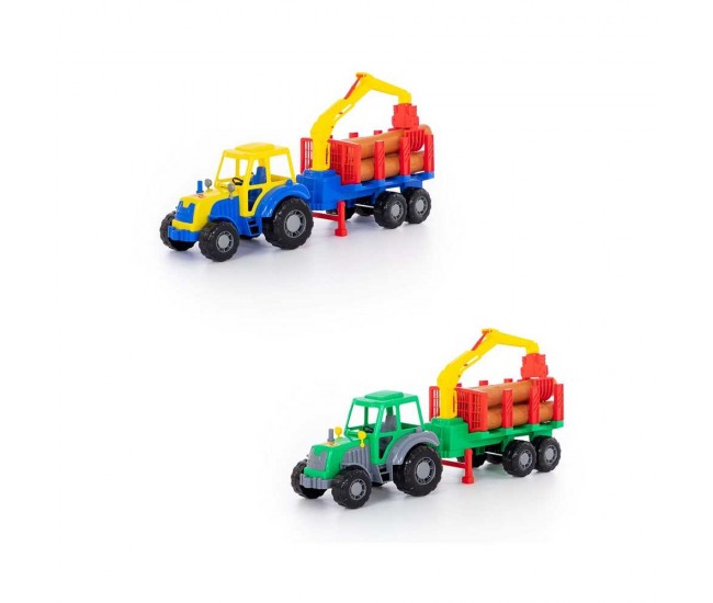 Tractor cu remorca + lemne - Altay, 61x17x25 cm, Polesie Tractor cu remorca + lemne - Altay, 61x17x25 cm, Polesie
