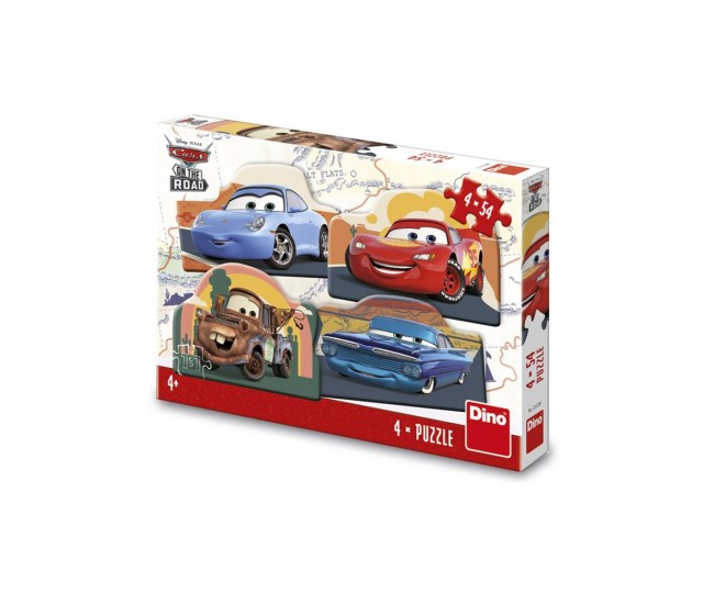 Puzzle Cars, 4x54 piese - DINO TOYS Puzzle Cars, 4x54 piese - DINO TOYS