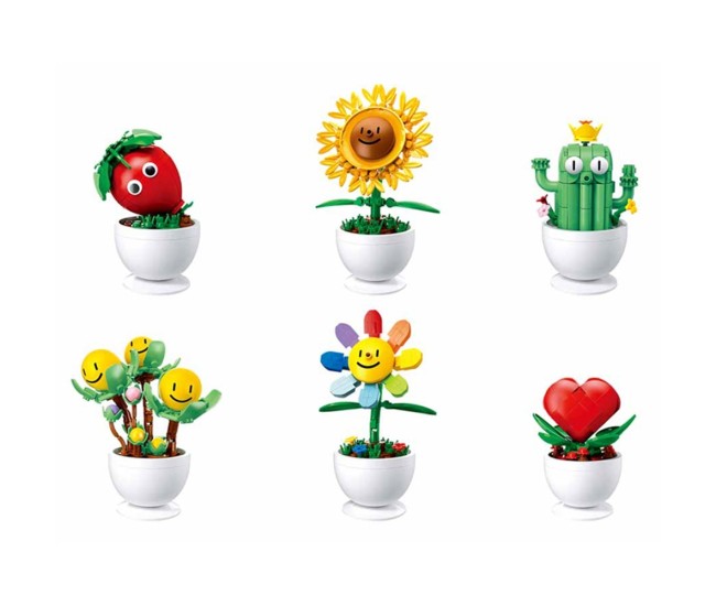 Set de constructie Flowers, 6 modele/display, Plante in ghiveci - Sluban Set de constructie Flowers, 6 modele/display, Plante in ghiveci - Sluban