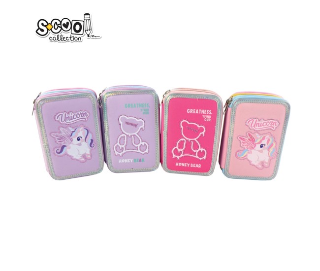 Penar 3 fermoare, FANCY, 19.5x12x6.5 cm - S-COOL Penar 3 fermoare, FANCY, 19.5x12x6.5 cm - S-COOL
