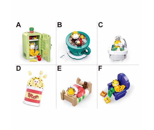 Set de constructie, 6 modele/display, Garfield - Sluban Set de constructie, 6 modele/display, Garfield - Sluban