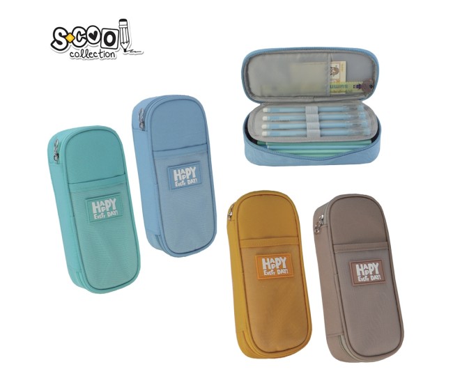 Penar borseta Urban, 1 fermoar, HAPPY, culori diverse, 22x9x5.5 cm - S-COOL Penar borseta Urban, 1 fermoar, HAPPY, culori diverse, 22x9x5.5 cm - S-COOL