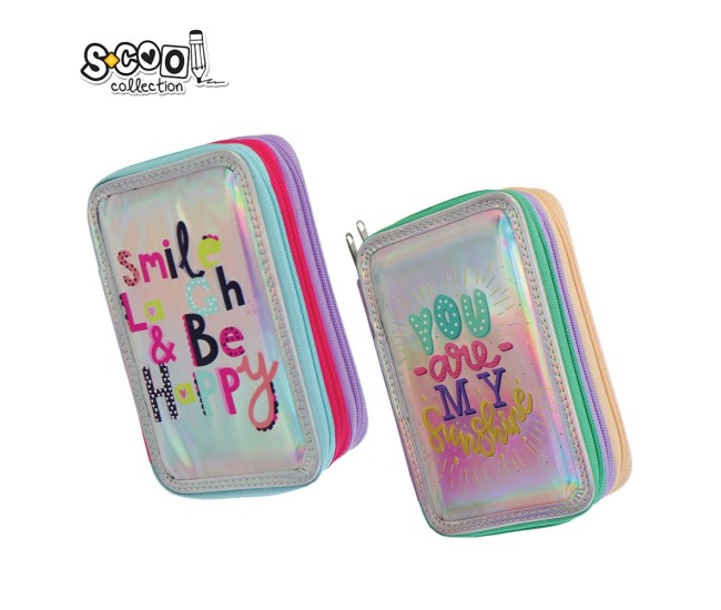 Penar 3 fermoare, FANCY, 19.5x12x6.5 cm - S-COOL Penar 3 fermoare, FANCY, 19.5x12x6.5 cm - S-COOL