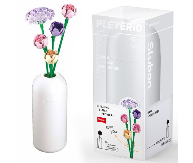 Set de Constructie Flowers, 198 piese, Bujor - Sluban Set de Constructie Flowers, 198 piese, Bujor - Sluban