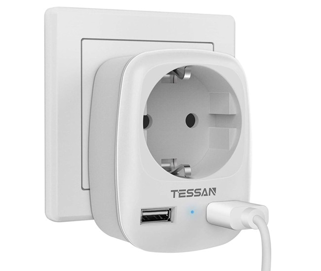 Adaptor Tessan TS-611-DE, 2xUSB - 2,4A, 13A Adaptor Tessan TS-611-DE, 2xUSB - 2,4A, 13A