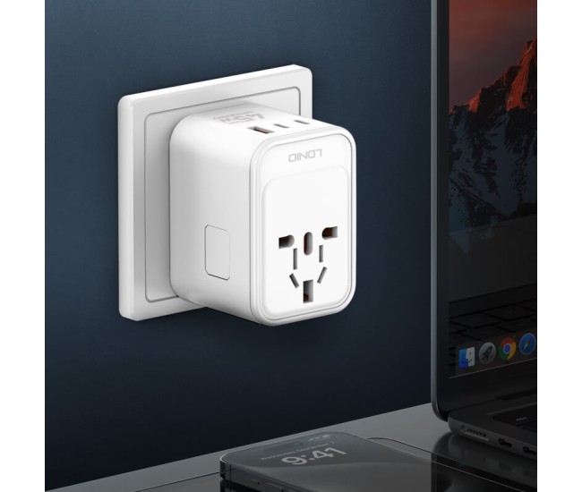 Adaptor priza international GaN LDNIO Z8, 1XUSB, 2XUSB-C, Incarcare rapida, 45W Adaptor priza international GaN LDNIO Z8, 1XUSB, 2XUSB-C, Incarcare rapida, 45W