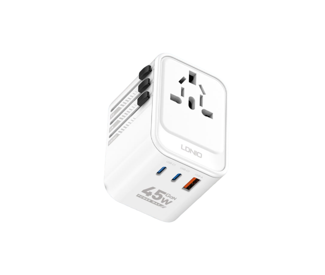 Adaptor priza international GaN LDNIO Z8, 1XUSB, 2XUSB-C, Incarcare rapida, 45W Adaptor priza international GaN LDNIO Z8, 1XUSB, 2XUSB-C, Incarcare rapida, 45W