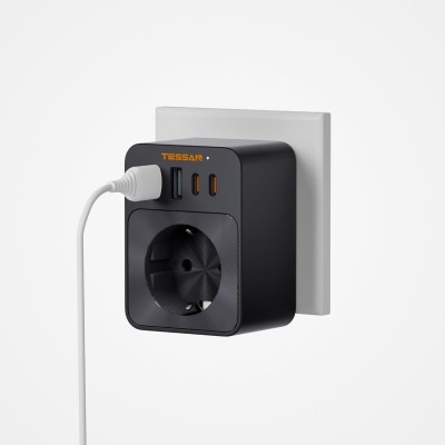 Adaptor Tessan TS-FW01DE00, 2XUSB-C, 2XUSB A, 30 W, 16A Adaptor Tessan TS-FW01DE00, 2XUSB-C, 2XUSB A, 30 W, 16A