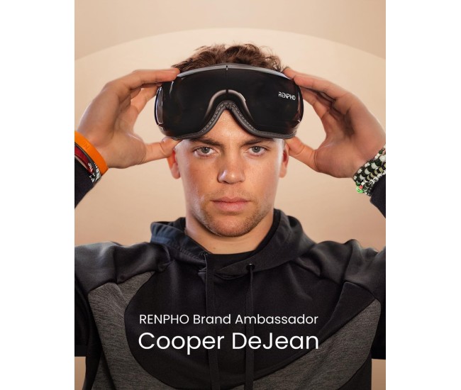 Aparat de masaj pentru ochi Renpho EM001 pentru masare cu Bluetooth, Muzica, Vibratii, 5 moduri, Negru