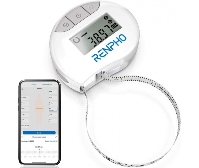 Aparat de masurat inteligent pentru circumferinta corpului Renpho, banda de masurare Bluetooth pentru masurarea dimensiunilor corpului