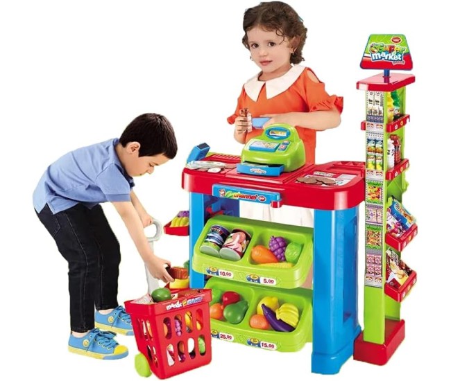 Set de Cumparaturi Tip Supermarket Rovo 85 pentru Copii, Jucarie Interactiva, Scanner, Casa de marcat, Cos de cumparaturi, Lumini, Sunete, Inaltime 80 cm Set de Cumparaturi Tip Supermarket Rovo 85 pentru Copii, Jucarie Interactiva, Scanner, Casa de marcat, Cos de cumparaturi, Lumini, Sunete, Inaltime 80 cm