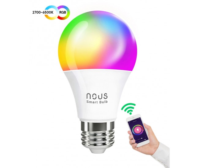 Bec LED RGB Smart NOUS P3, E27, Control din aplicatie Bec LED RGB Smart NOUS P3, E27, Control din aplicatie