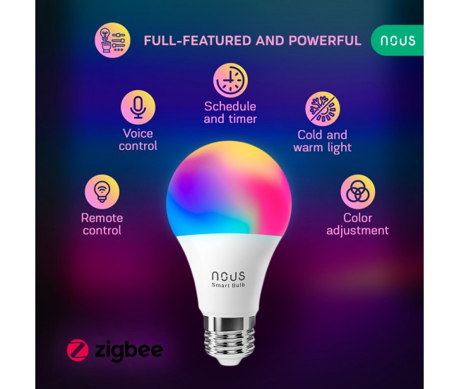 Set 4 becuri LED RGB Smart NOUS P3Z ZigBee, E27, Control din aplicatie Set 4 becuri LED RGB Smart NOUS P3Z ZigBee, E27, Control din aplicatie