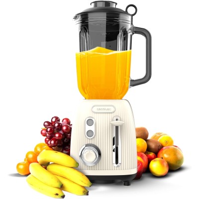 Blender Cecotec Power Black Titanium RetroBeige, 1200W, Bol sticla 1.5L - RESIGILAT