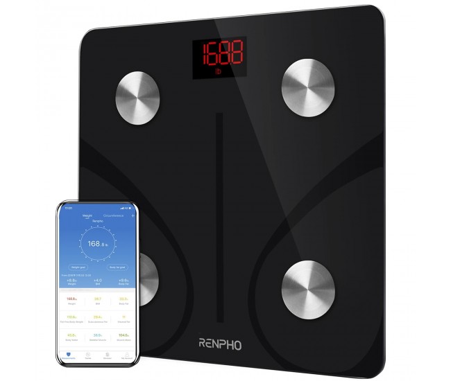 Cantar de baie Smart Renpho CS20M, Maxim 180Kg, 13 masuratori, BMI, BMR IMC, Bluetooth, compatibil Fitbit, Apple Health, Google Fit,