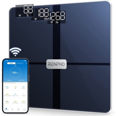 Cantar de baie Smart Renpho WBE28, Wifi, Bluetooth, Maxim 180Kg, 13 masuratori, BMI, Compatibil cu Samsung Health, Apple Health, Google Fit and Fitbit sync.