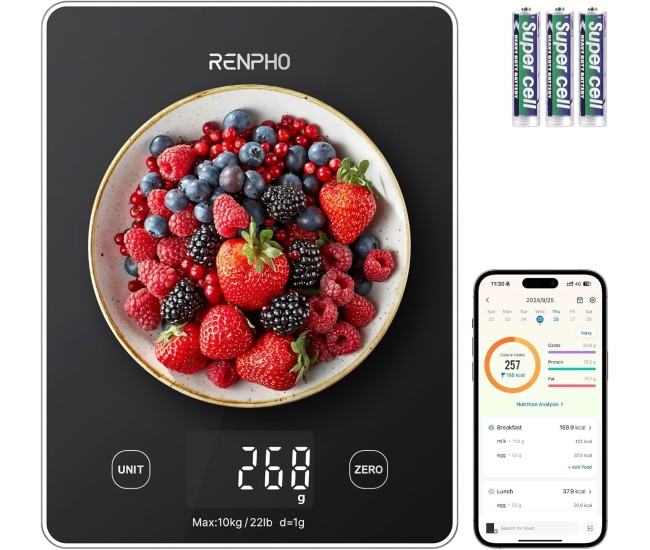Cantar SMART Digital Nutritional de Bucatarie RENPHO R-T001 ,   Bluetooth, Calorii, Dieta si Fitness, compatibil Apple Health, Fitbit, Samsung Health