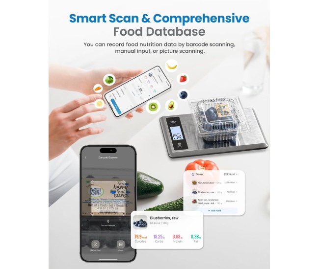 Cantar SMART Digital Nutritional de Bucatarie RENPHO Calibra 1 ,   Bluetooth, Calorii, Dieta si Fitness