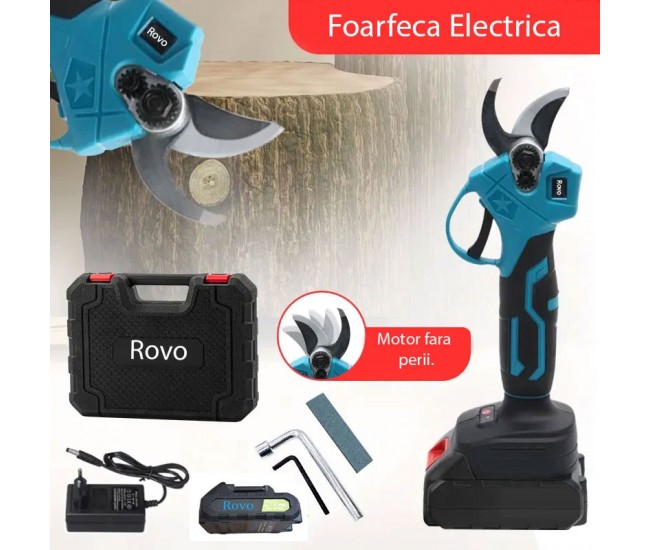 Foarfeca electrica pentru gradina Rovo RV-FE, motor brushless, 2 acumulatori 2000mAh, 800W, valiza de transport Foarfeca electrica pentru gradina Rovo RV-FE, motor brushless, 2 acumulatori 2000mAh, 800W, valiza de transport