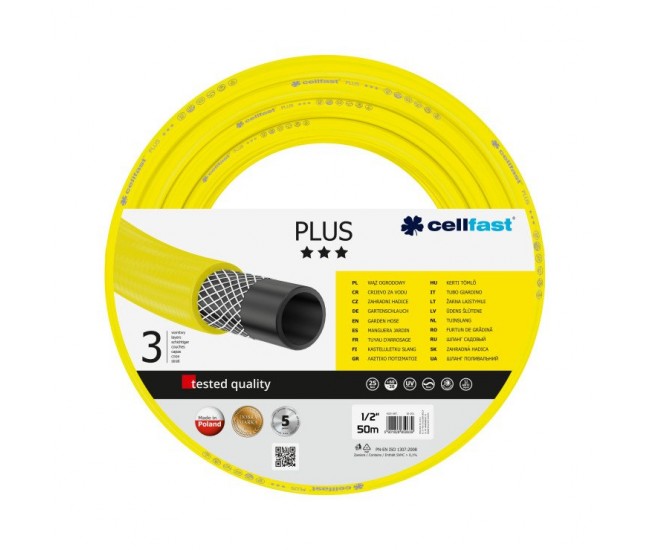 Furtun pentru gradina Cellfast Plus cu 3 straturi, 1 2 , Armat, 50m, protectie UV Furtun pentru gradina Cellfast Plus cu 3 straturi, 1 2 , Armat, 50m, protectie UV