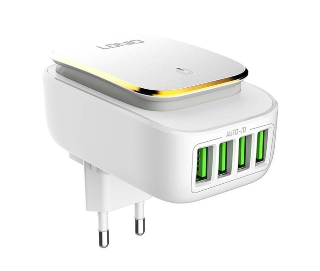Incarcator Retea cu functie de lumina de noapte LDNIO A4405, 3x USB, 22W