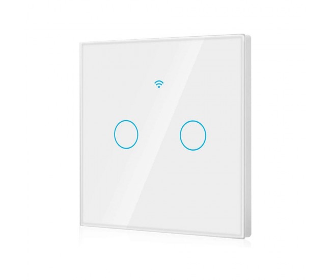 Intrerupator Smart cu Touch Rovo FN2C, 2 canale, Sticla Securizata, Tuya, Life Smart, RF 433MHz, Alexa si Google Assistant, fara nul Intrerupator Smart cu Touch Rovo FN2C, 2 canale, Sticla Securizata, Tuya, Life Smart, RF 433MHz, Alexa si Google Assistant, fara nul
