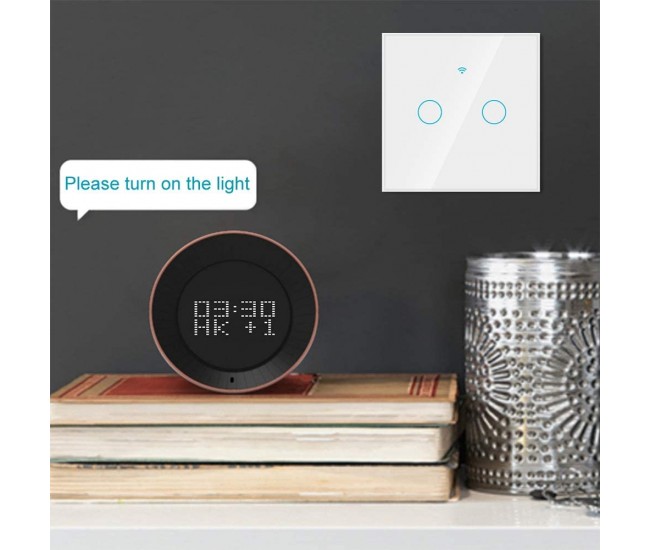 Intrerupator Smart cu Touch Rovo FN2C, 2 canale, Sticla Securizata, Tuya, Life Smart, RF 433MHz, Alexa si Google Assistant, fara nul Intrerupator Smart cu Touch Rovo FN2C, 2 canale, Sticla Securizata, Tuya, Life Smart, RF 433MHz, Alexa si Google Assistant, fara nul