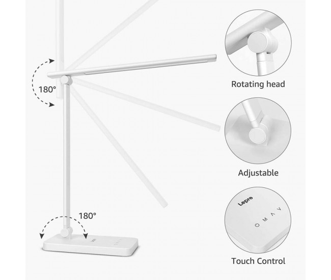 Lampa de birou LED Lepro PR310001 control Touch, 3 moduri, 9W, 800 Lumeni, Alb Lampa de birou LED Lepro PR310001 control Touch, 3 moduri, 9W, 800 Lumeni, Alb