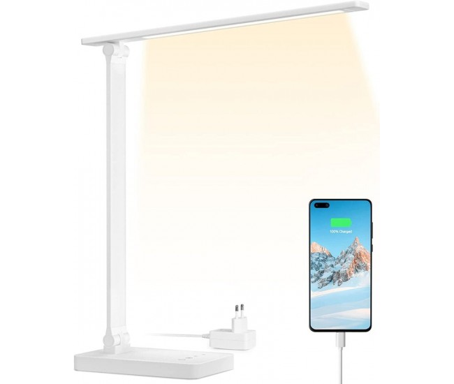 Lampa de birou LED Lepro PR310003 control Touch, 3 moduri, 15W, 655 Lumeni, USB, Alb Lampa de birou LED Lepro PR310003 control Touch, 3 moduri, 15W, 655 Lumeni, USB, Alb