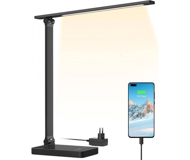 Lampa de birou LED Lepro PR310004 control Touch, 3 moduri, 15W, 655 Lumeni, USB, Negru Lampa de birou LED Lepro PR310004 control Touch, 3 moduri, 15W, 655 Lumeni, USB, Negru