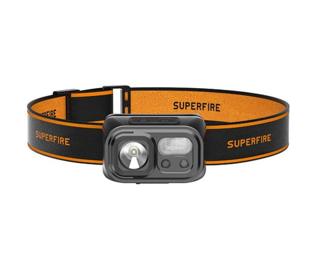 Lanterna LED pentru cap Superfire HL23-A, 220lm, 120m, 1600mAh, Lumina rosie, incarcare USB-C, control miscare Lanterna LED pentru cap Superfire HL23-A, 220lm, 120m, 1600mAh, Lumina rosie, incarcare USB-C, control miscare