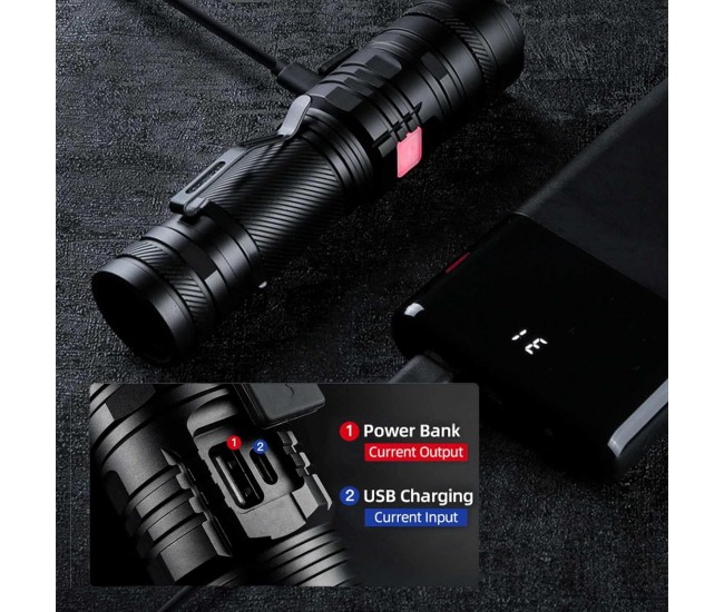 Lanterna LED Superfire V8-S, 2000lm, 300M, 5200mAh, Zoom, incarcare USB-C, 36W Lanterna LED Superfire V8-S, 2000lm, 300M, 5200mAh, Zoom, incarcare USB-C, 36W