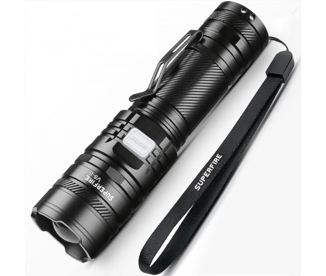 Lanterna LED Superfire V8-S, 2000lm, 300M, 5200mAh, Zoom, incarcare USB-C, 36W Lanterna LED Superfire V8-S, 2000lm, 300M, 5200mAh, Zoom, incarcare USB-C, 36W