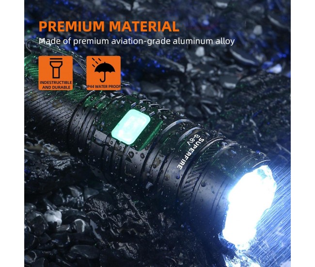 Lanterna LED Superfire V8-S, 2000lm, 300M, 5200mAh, Zoom, incarcare USB-C, 36W Lanterna LED Superfire V8-S, 2000lm, 300M, 5200mAh, Zoom, incarcare USB-C, 36W