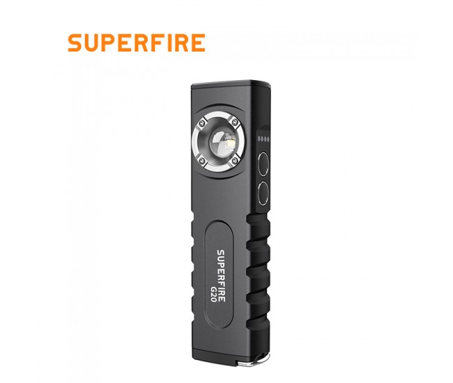 Lanterna Multifunctionala LED Superfire G20, Laser, 500 lumeni, acumulator 2000mAh, incarcare USB-C Lanterna Multifunctionala LED Superfire G20, Laser, 500 lumeni, acumulator 2000mAh, incarcare USB-C