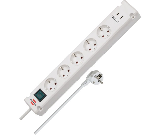 Prelungitor Brennenstuhl Bremounta 5 prize, 2 x USB-C, 3m, Buton On Off, prindere in suruburi , Alb Prelungitor Brennenstuhl Bremounta 5 prize, 2 x USB-C, 3m, Buton On Off, prindere in suruburi , Alb