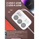 Prelungitor LDNIO SE2435, 3 prize, 2 X USB-A, 2X USB-C, 65W, 2m Prelungitor LDNIO SE2435, 3 prize, 2 X USB-A, 2X USB-C, 65W, 2m