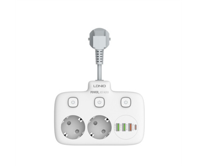 Prelungitor LDNIO SE2435, 2 prize, 3 X USB-A, 1X USB-C, incarcare rapida QC 3.0, 10A Prelungitor LDNIO SE2435, 2 prize, 3 X USB-A, 1X USB-C, incarcare rapida QC 3.0, 10A