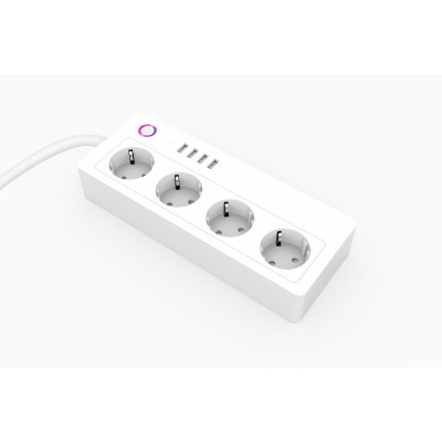 Prelungitor Smart Rovo A26, Wifi, 16A, 4 Prize Individuale, 4 USB Tuya, Alexa, Google Assistant,